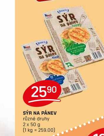 SÝR NA PÁNEV různé druhy 2 x 50 g