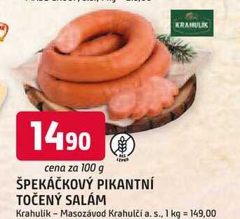 ŠPEKÁČKOVÝ PIKANTNÍ TOČENÝ SALÁM 100g