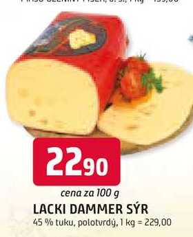 LACKI DAMMER SÝR 45% tuku, polotvrdý, 100 g