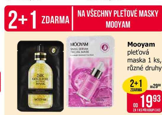 Mooyam pleťová maska 1 ks, různé druhy