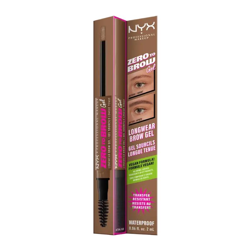 NYX Professional Makeup Gel na obočí Zero To Brow 03 Taupe, 1 ks