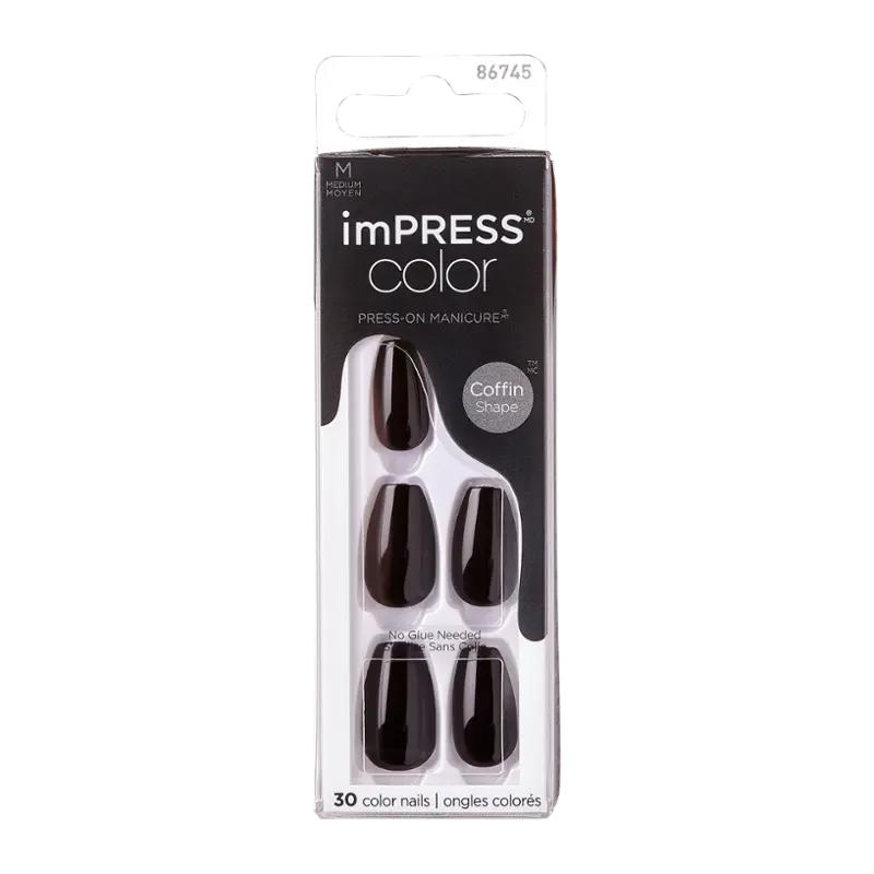 KISS Umělé nehty Impress All black, 1 ks