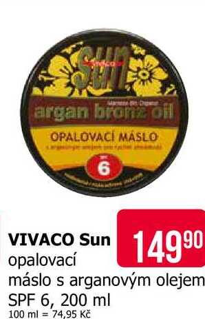 VIVACO Sun opalovací máslo s arganovým olejem SPF 6, 200 ml 