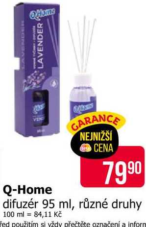Q-Home difuzér 95 ml, různé druhy 
