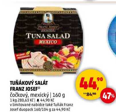 TUŇÁKOVÝ SALÁT FRANZ JOSEF čočkový, mexický, 160 g 