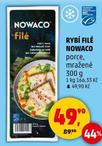 RYBÍ FILÉ NOWACO porce, mražené, 300 g  