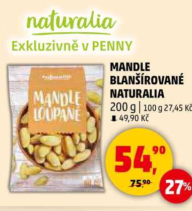 MANDLE BLANŠÍROVANÉ NATURALIA, 200 g 