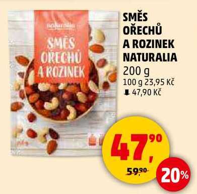 SMĚS OŘECHŮ A ROZINEK NATURALIA, 200 g 