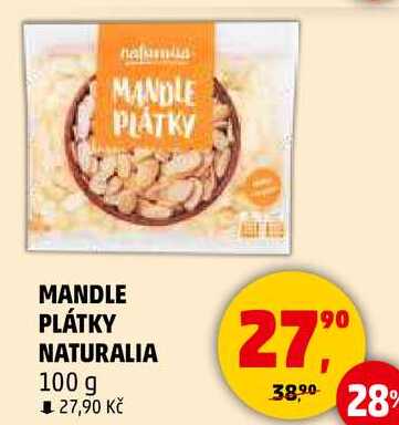MANDLE PLÁTKY NATURALIA, 100 g