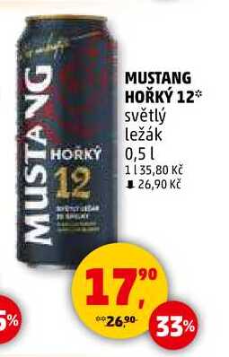 MUSTANG HOŘKÝ 12 světlý ležák, 0,5 l 