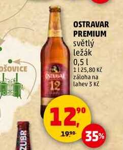 OSTRAVAR PREMIUM světlý ležák, 0,5 l