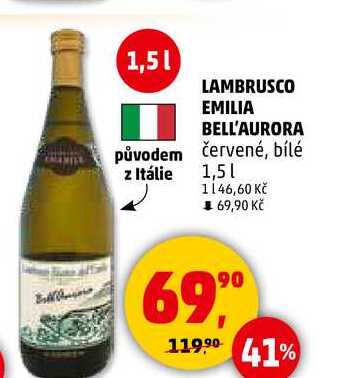 LAMBRUSCO EMILIA BELL'AURORA bílé, 1,5 l 
