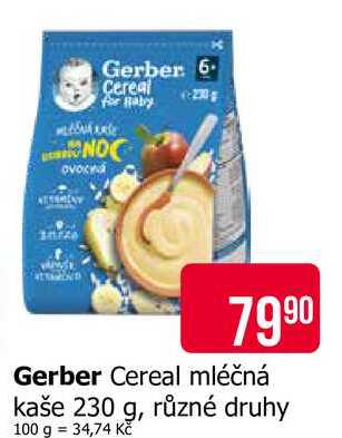 Gerber Cereal mléčná kaše 230 g, různé druhy 