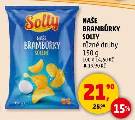 NAŠE BRAMBŮRKY SOLTY různé druhy, 150 g 