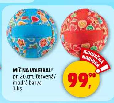MÍČ NA VOLEJBAL pr. 20 cm, červená/ modrá barva, 1 ks 