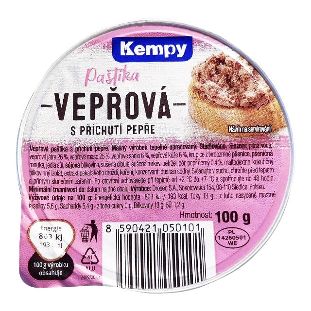 Kempy Paštika vepřová s příchutí pepře