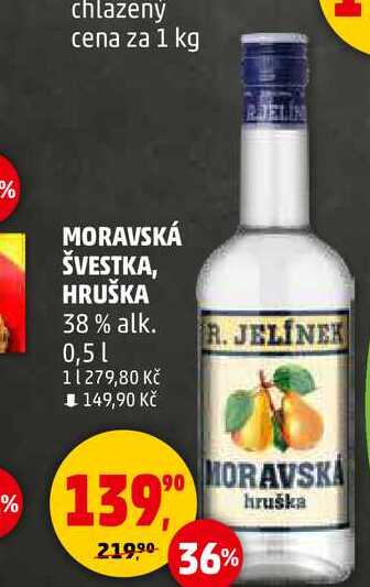 MORAVSKÁ ŠVESTKA, HRUŠKA % 38% alk., 0,5 l 