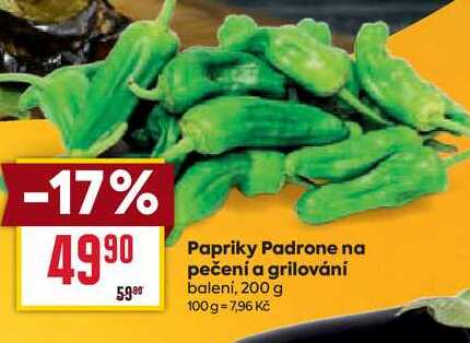 Papriky Padrone na pečení a grilování balení, 200 g
