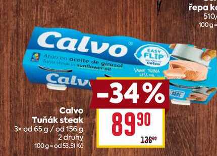 Calvo Tuňák steak 3x od 65 g/ od 156 g