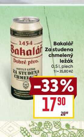 Bakalář za studena chmelený ležák 0,51, plech 