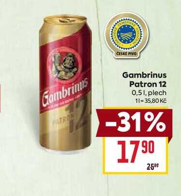 Gambrinus Patron 12 0,51, plech 
