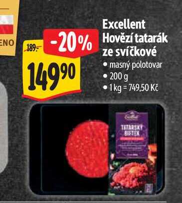 Excellent Hovězí tatarák ze svíčkové  200 g