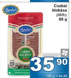 Csabai klobása plátky 80 g