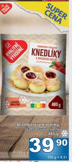 Bramborové knedlíky s jahodovou náplní 480 g