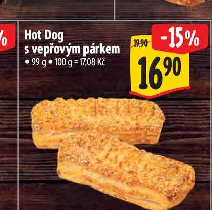 Hot Dog  s vepřovým párkem 99 g  