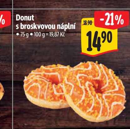 Donut s broskvovou náplní 75g 