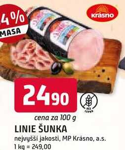 Krásno LINIE ŠUNKA nejvyšší jakosti, 100g