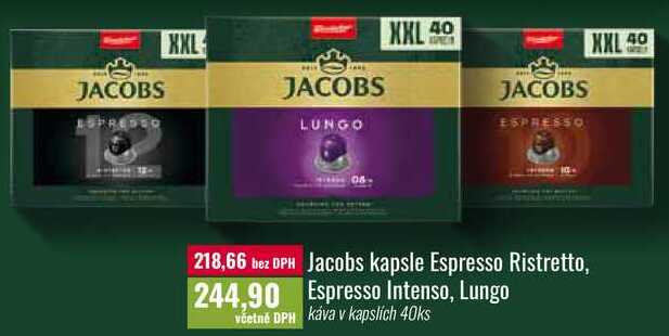 Jacobs kapsle Espresso Ristretto, Espresso Intenso, Lungo 40ks