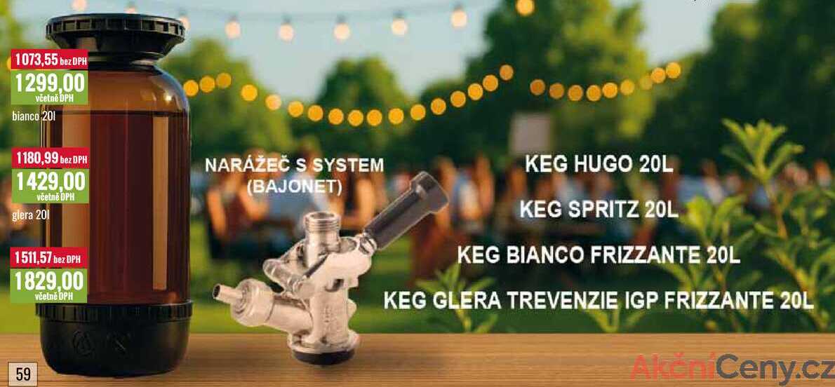 KEG HUGO 20L, KEG SPRITZ 20L, KEG BIANCO FRIZZANTE 20L, KEG GLERA TREVENZIE IGP FRIZZANTE 20L 