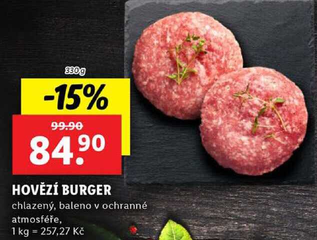 HOVĚZÍ BURGER, 330 g