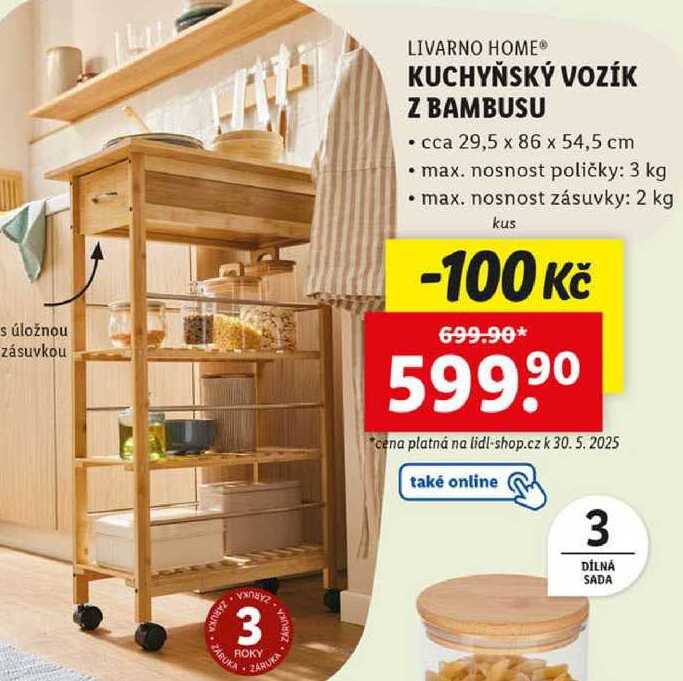 KUCHYŇSKÝ VOZÍK Z BAMBUSU
