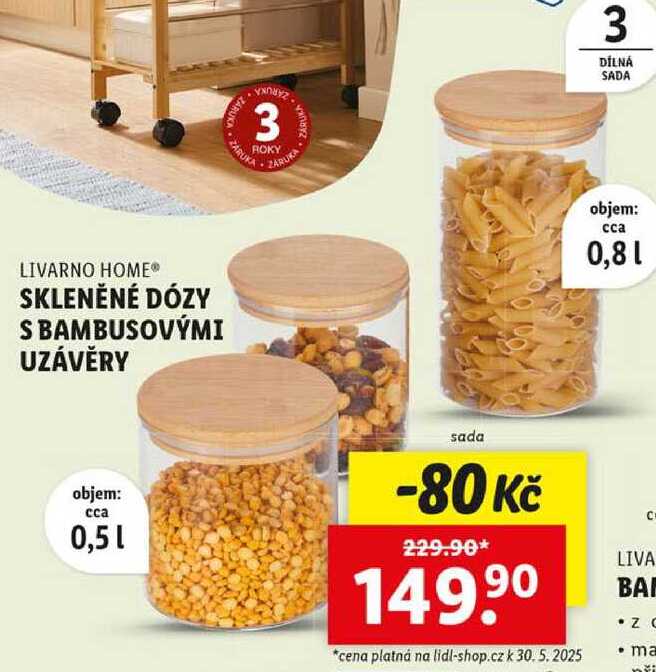 SKLENĚNÉ DÓZY S BAMBUSOVÝMI UZÁVĚRY 
