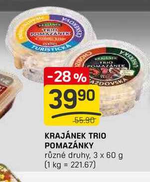 KRAJÁNEK TRIO POMAZÁNKY různé druhy, 3 x 60 g