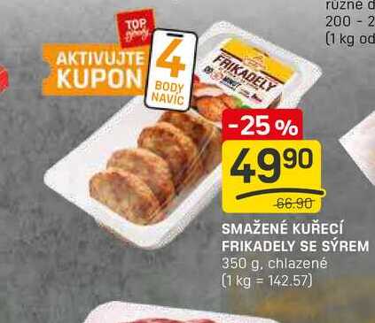 SMAŽENÉ KUŘECÍ FRIKADELY SE SÝREM 350 g, chlazené