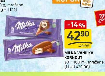 MILKA VANILKA, KORNOUT 90-100 ml, mražené 