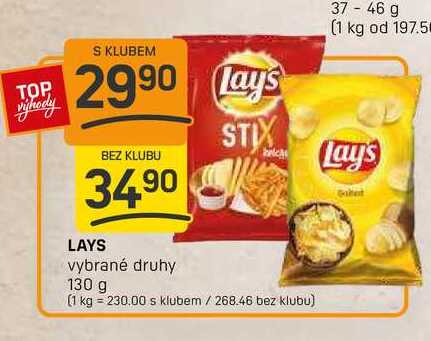 LAYS vybrané druhy 130 g