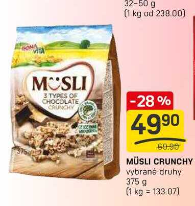 MÜSLI CRUNCHY vybrané druhy 375 g