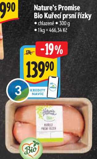 Nature's Promise Bio Kuřecí prsní řízky, 300 g