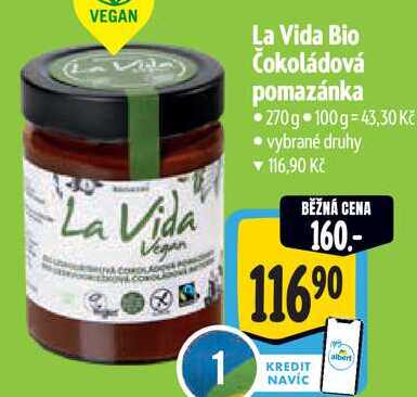 La Vida Bio Čokoládová pomazánka, 270 g