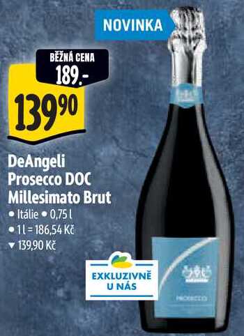 DeAngeli Prosecco DOC Millesimato Brut, 0,75 l