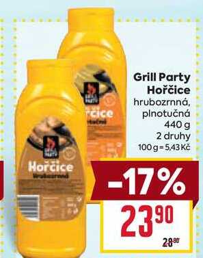 Grill Party Hořčice hrubozrnná, plnotučná 440 g 