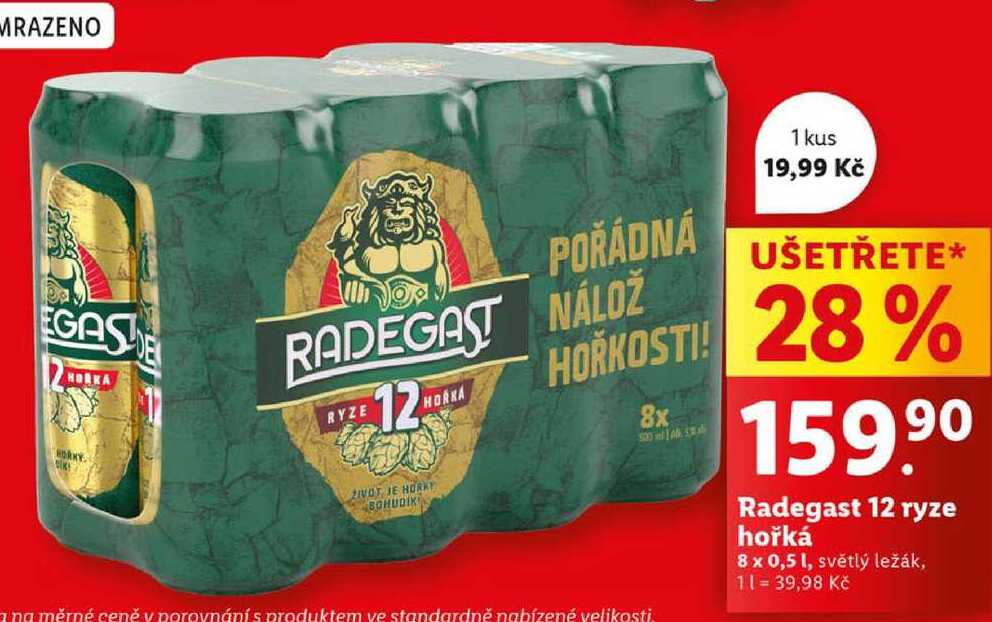 Radegast 12 ryze hořká, 8x 0,5 l