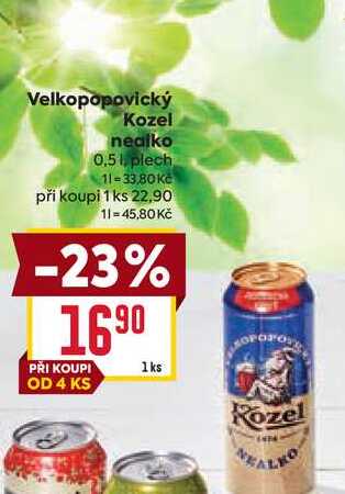 Velkopopovický Kozel nealko 0,5 plech 