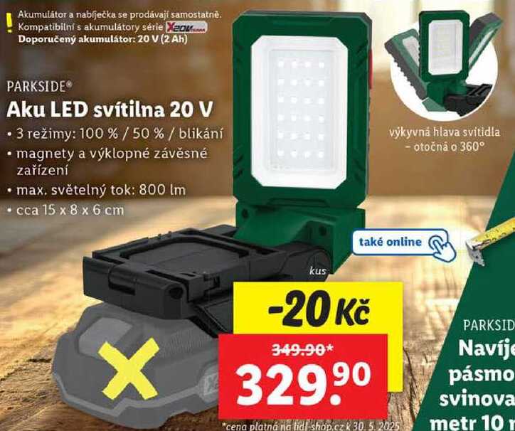 Aku LED svítilna 20 V 
