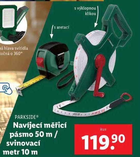Navíjecí měřicí pásmo 50 m / svinovací metr 10 m 