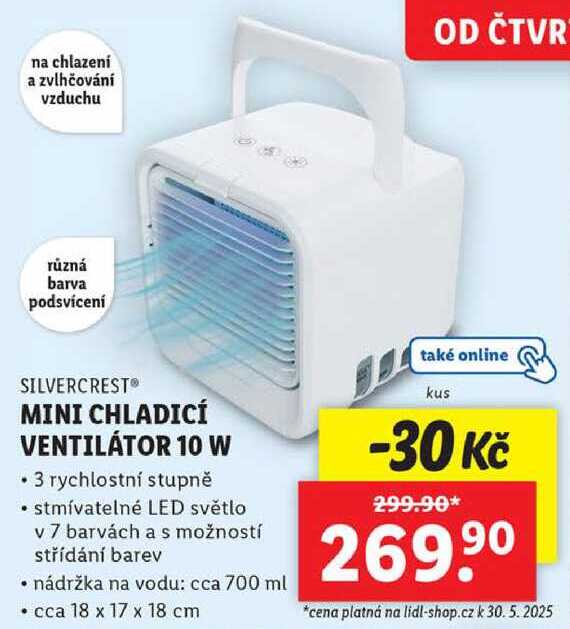MINI CHLADICÍ VENTILÁTOR 10 W 